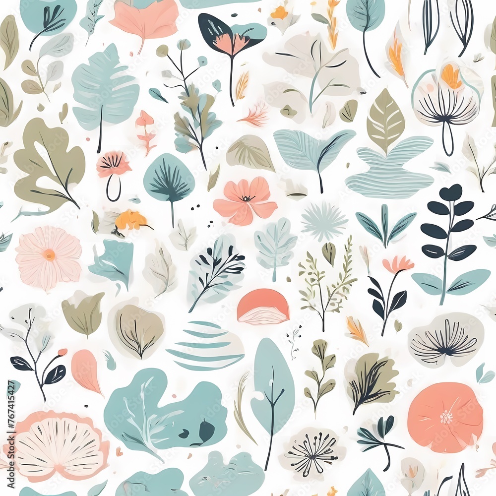 A collection of seamless pattern, colorful abstract plants and flowers. Hand drawn Collection of leaves and flowers. A close up of a pattern of flowers and leaves.
A collection of seamless pattern, colorful abstract plants and flowers. Hand drawn Collection of leaves and flowers. A close up of a pattern of flowers and leaves.