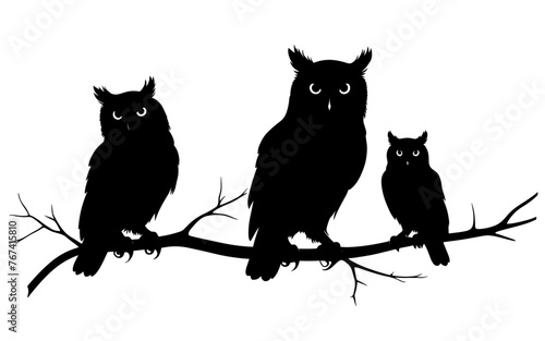 Set of a owl  silhouette vector