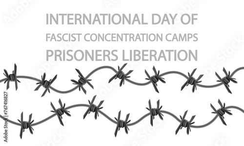 Fascist concentration camps prisoners liberation international day, vector art illustration.