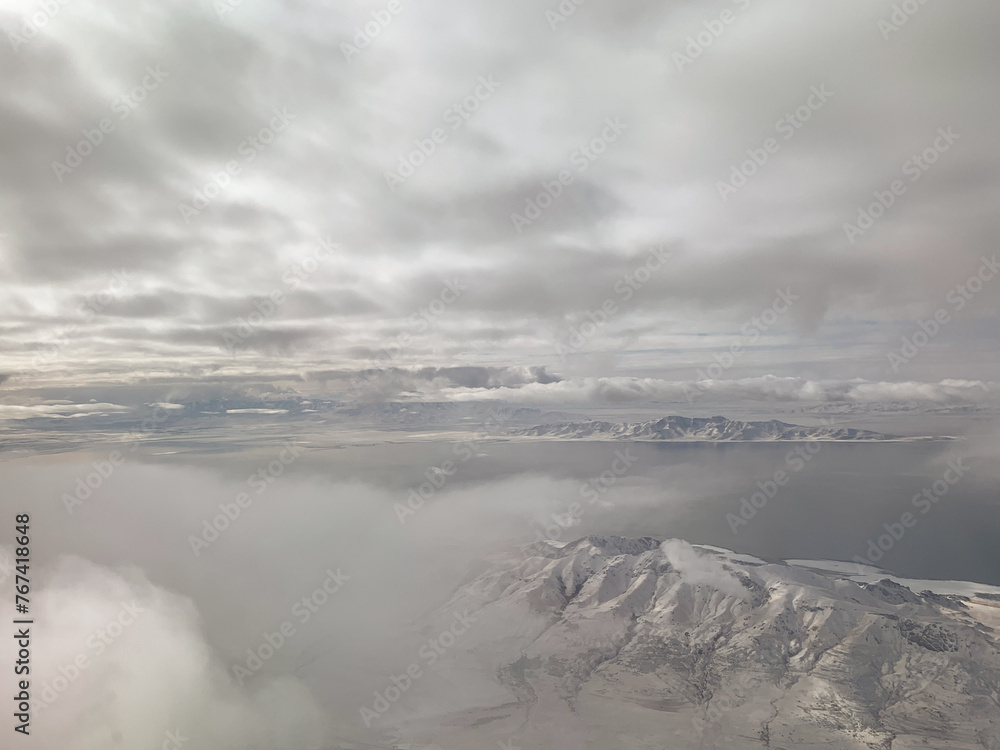 Aerial view of the Great Salt Lake in Utah in winter Aerial view of the Great Salt Lake in Utah in winter