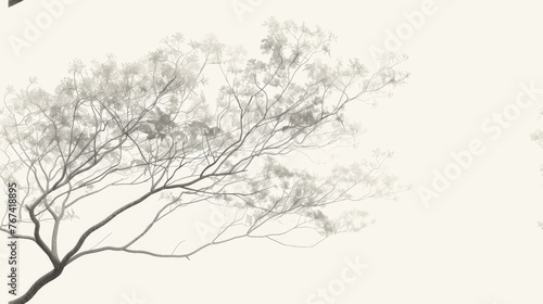 Wallpaper Mural  a black and white photo of a tree with a bird flying in the sky in front of a white background. Torontodigital.ca