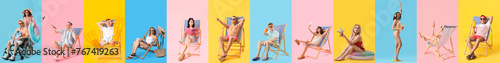 Set of relaxing people on c...