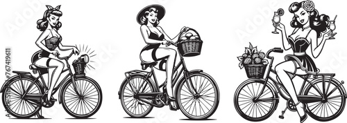 Black and White Pin-Up Girls Cycling photo