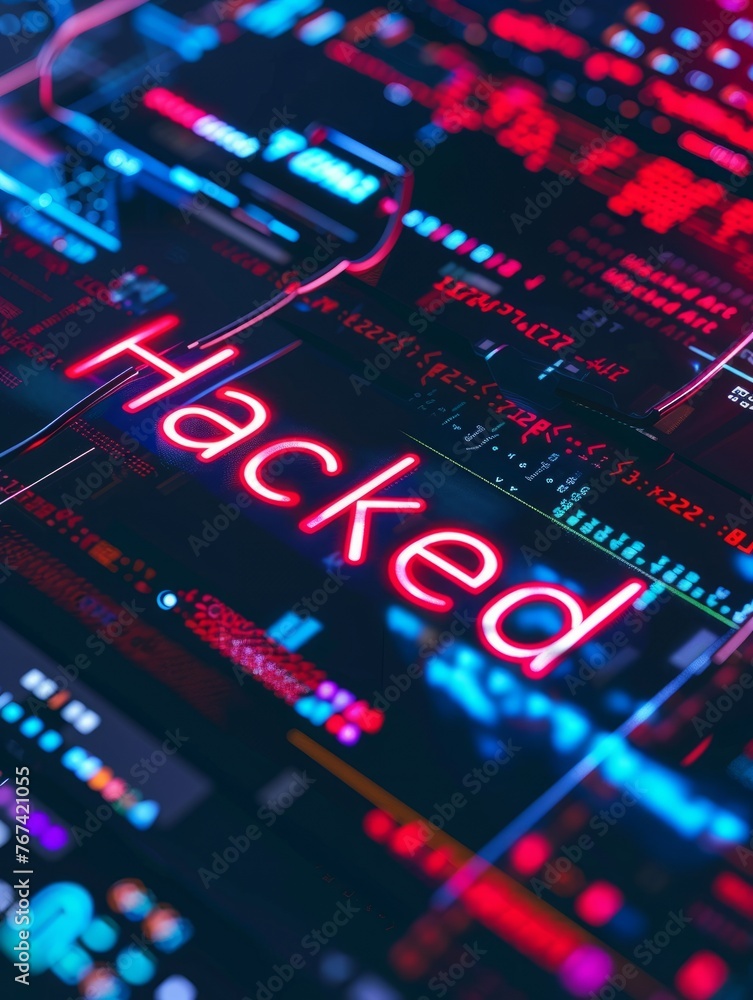 Info Message in a Dark Background with Hacked Code and Virus Warning Info Message in a Dark Background with Hacked Code and Virus Warning