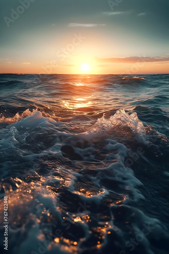 Waves at sunset © LeonPhoto