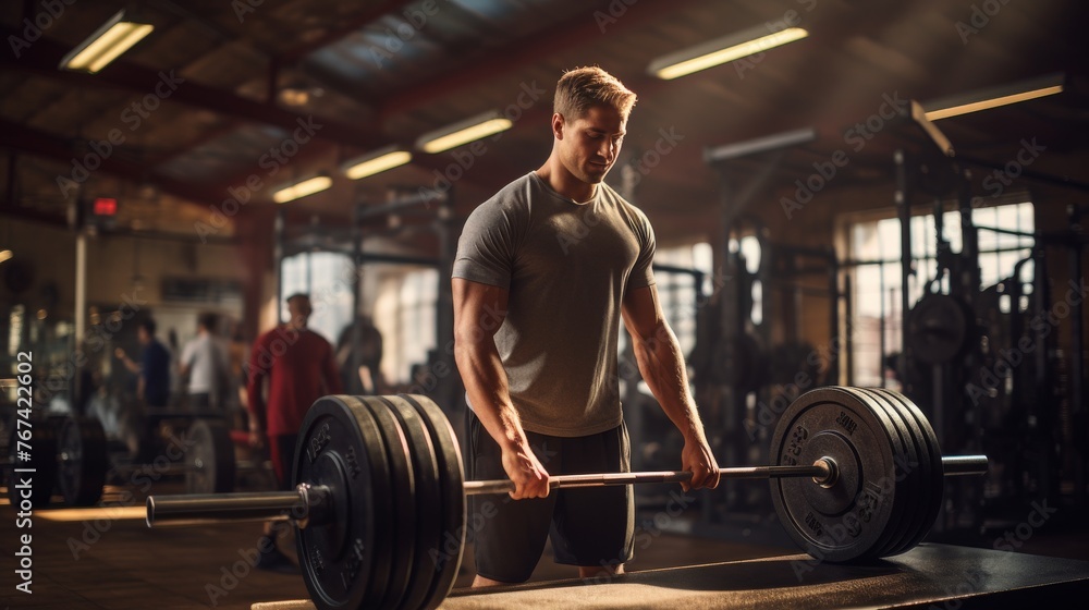 Weightlifting Session at Gym: Intense Moments of Lifting Weights