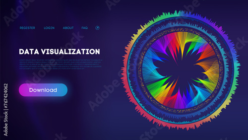 Colorful data wheel Infographic on Dark Background. Data visualization.