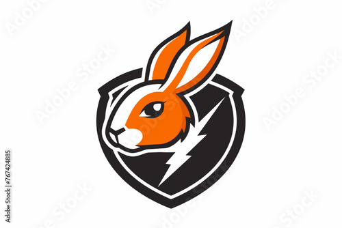  footballclub logo with orange color rabbit head, vector illustration photo