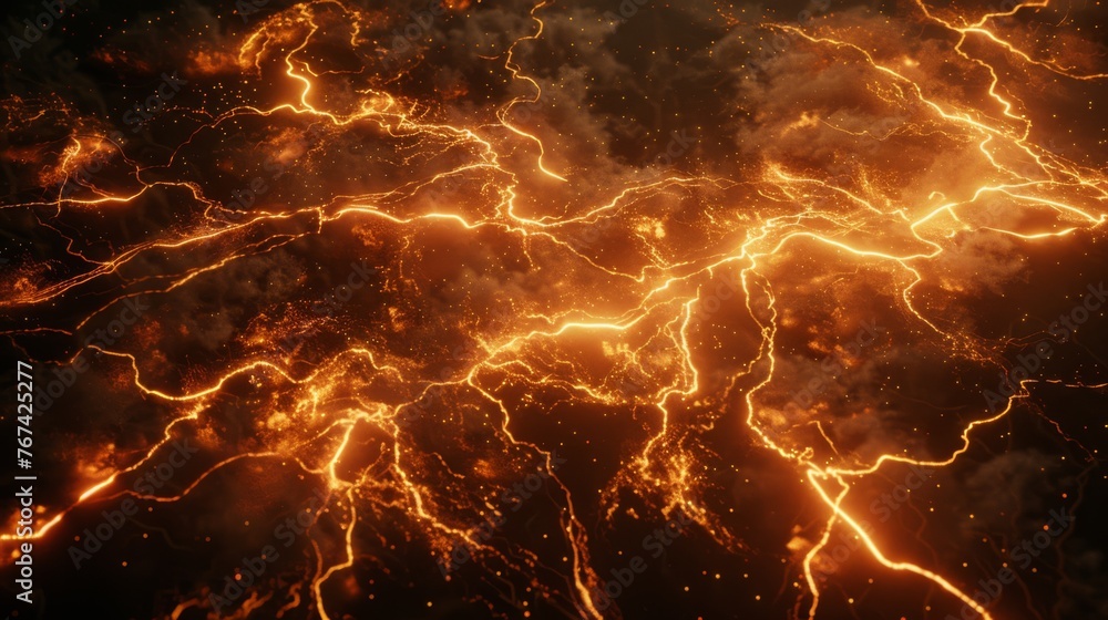 a large amount of lightning is seen in the sky over a field of grass and a field of grass on the other side of the field. a large amount of lightning is seen in the sky over a field of grass and a field of grass on the other side of the field.
