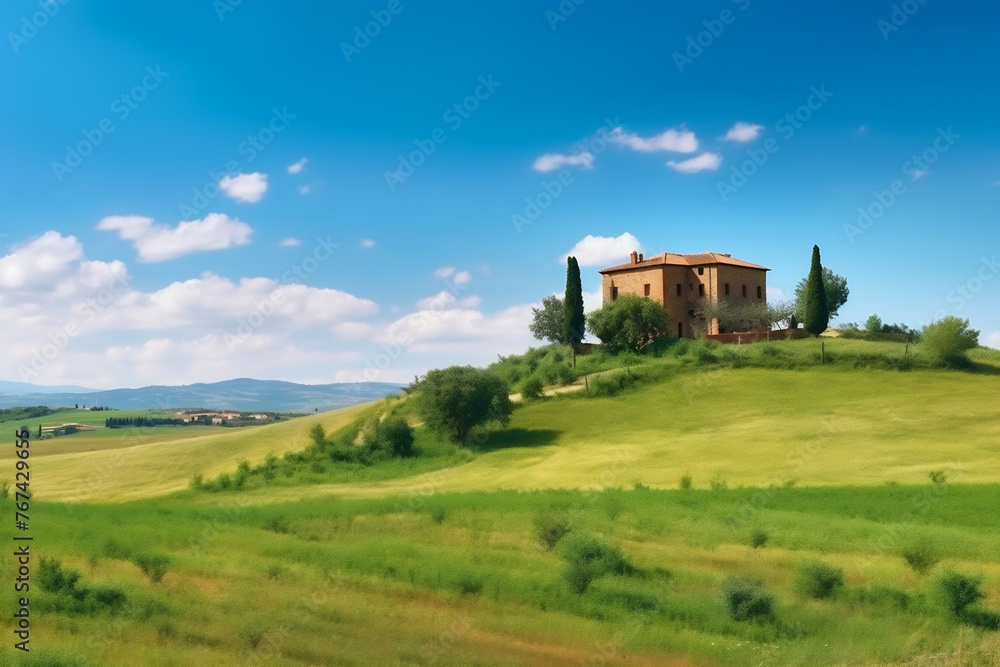 House perched on verdant hillside