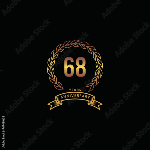 68st anniversary logo with gold, and black background photo