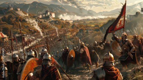 Roman army marching in a row created with Generative AI