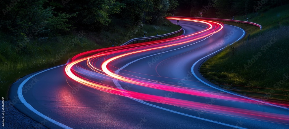 Blurred car lights in city traffic fast moving vehicles on illuminated highway lane at night Blurred car lights in city traffic fast moving vehicles on illuminated highway lane at night