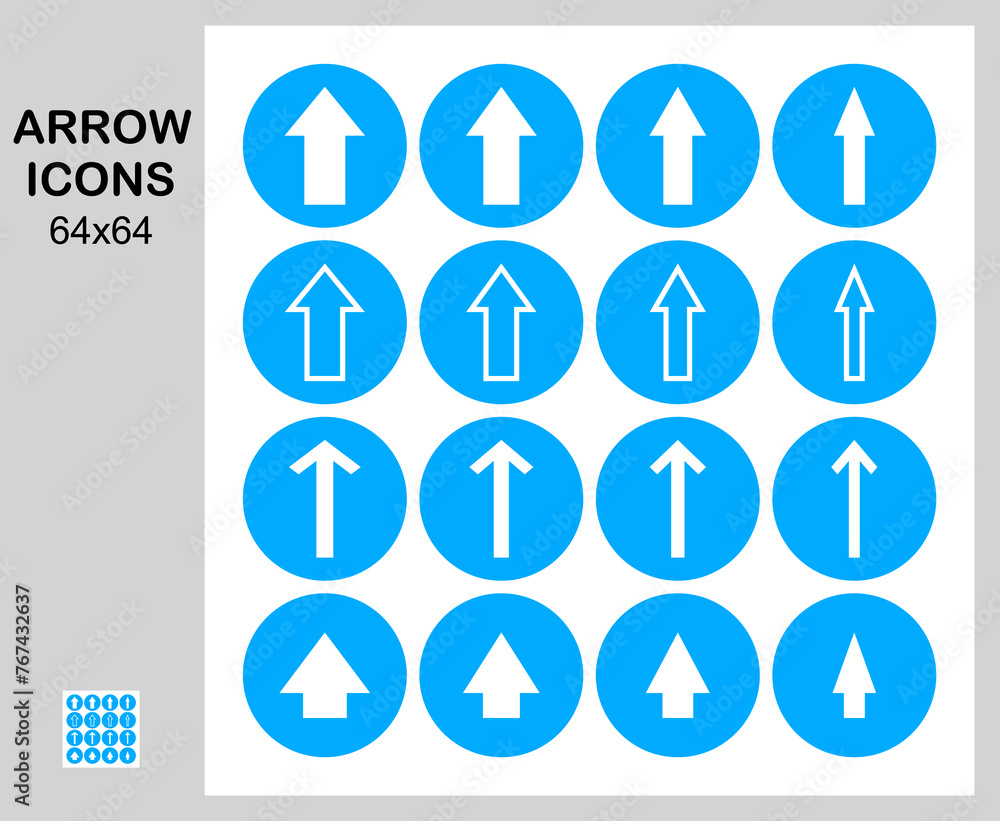 Arrow Icons, Buttons, 64 x 64, Icon set, Collection of 16 vector icons, Simple vector illustration Arrow Icons, Buttons, 64 x 64, Icon set, Collection of 16 vector icons, Simple vector illustration