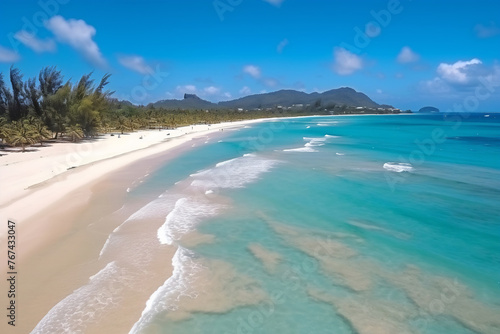 Top view of crystal clear turquoise water. Aerial view of the rippled texture of sea surface background