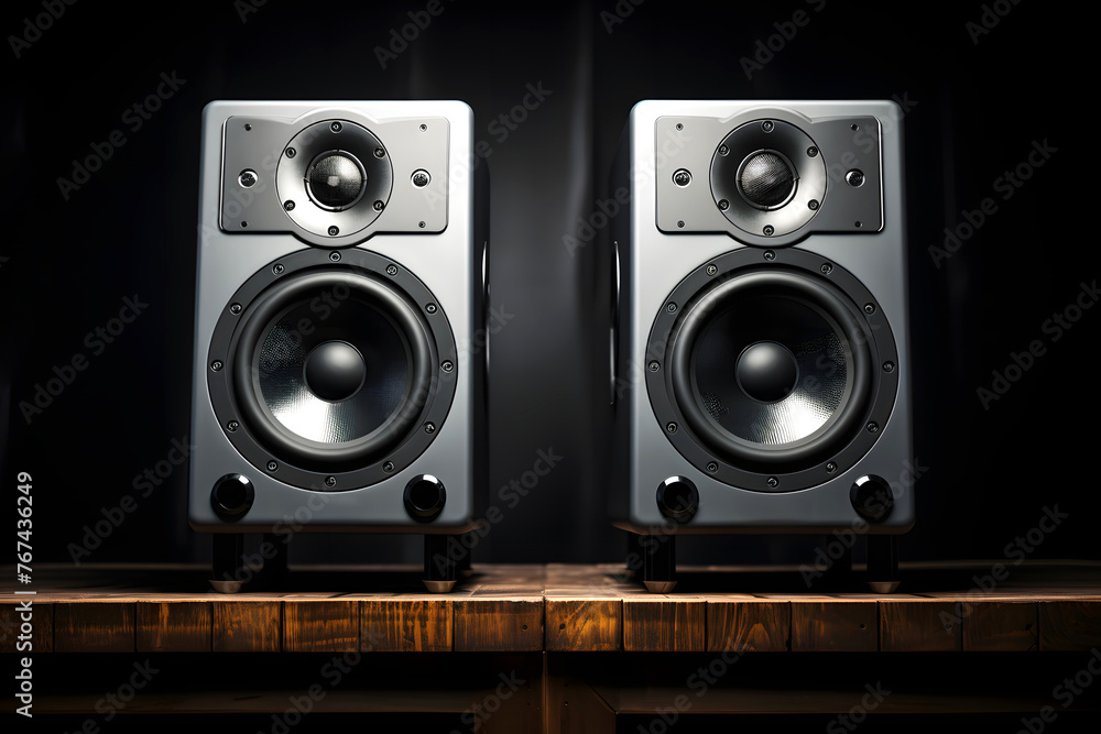 Fototapeta premium modern stereo audio speakers for listening to music. wideband sound system