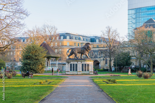 Maiwand Lion in Forbury Gardens Public Park, Reading, Berkshire, England