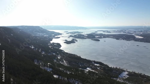 Steinsfjorden during winter in Norway.  photo