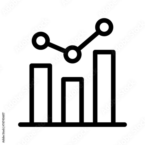 Graph icon in line, solid style on white background