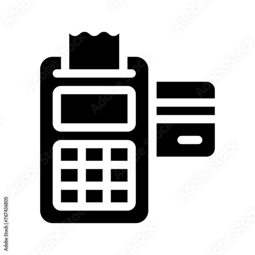  Payment terminal icon in line, solid style on white background