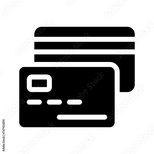 Credit card icon in line, solid style on white background