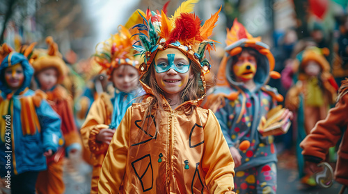 A group of children are dressed in costumes
