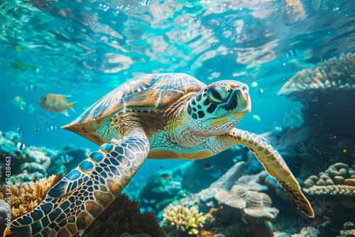 Turtle in Ocean Close Up © fotoyou