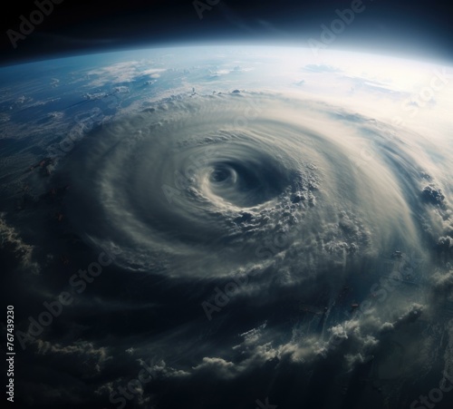 A large hurricane is seen from space. Generative AI.