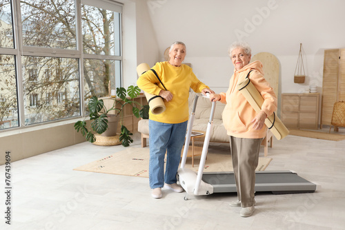 Senior female friends with ...