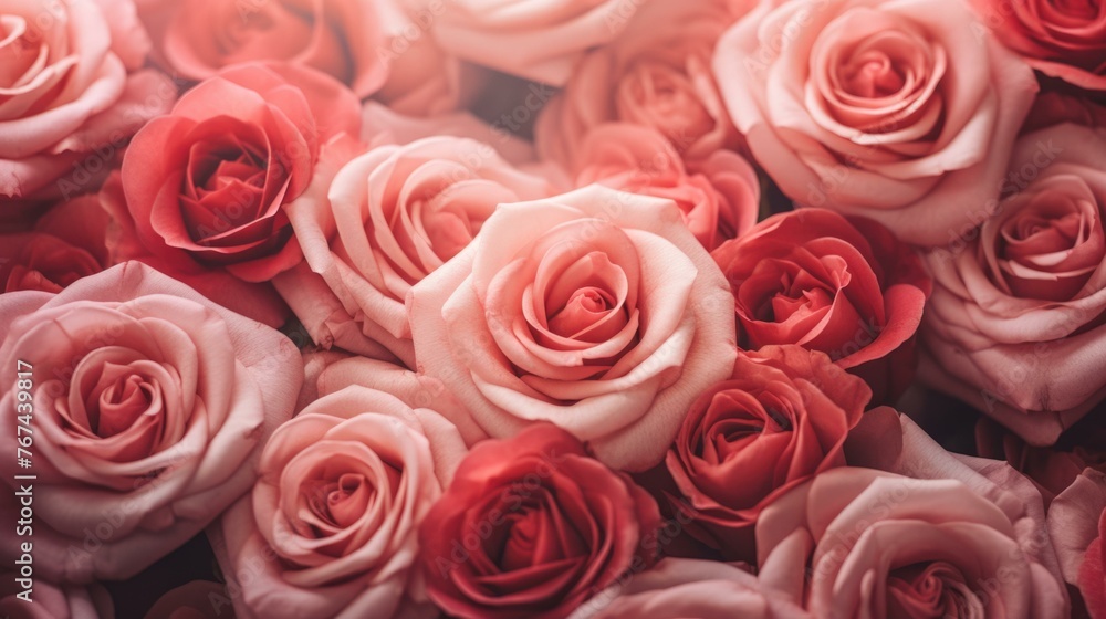 A bunch of pink roses are arranged together in a circle. Generative AI. A bunch of pink roses are arranged together in a circle. Generative AI.
