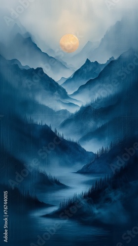 clouds over mountains in the fog, abstract