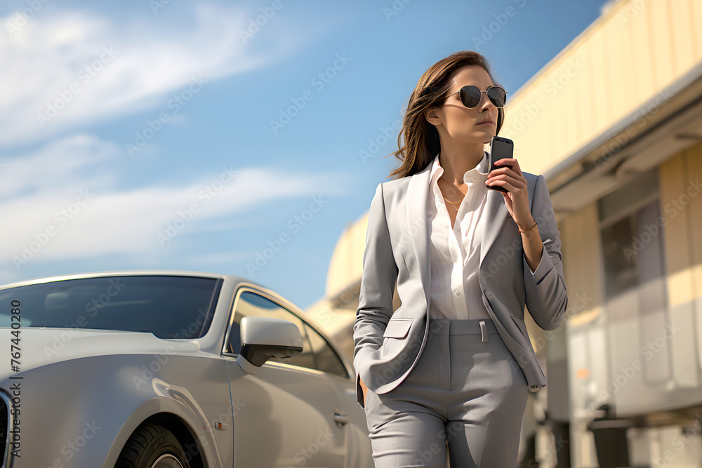 successful business woman on a city street. career and business growth successful business woman on a city street. career and business growth