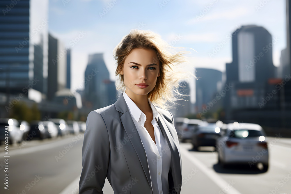 successful business woman on a city street. career and business growth successful business woman on a city street. career and business growth