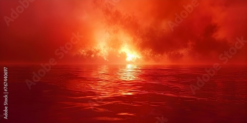 Llamas ardientes en un mar de fuego escarlata vibrante. Concept Llamas, fuego escarlata, vibrante, mar, ardientes