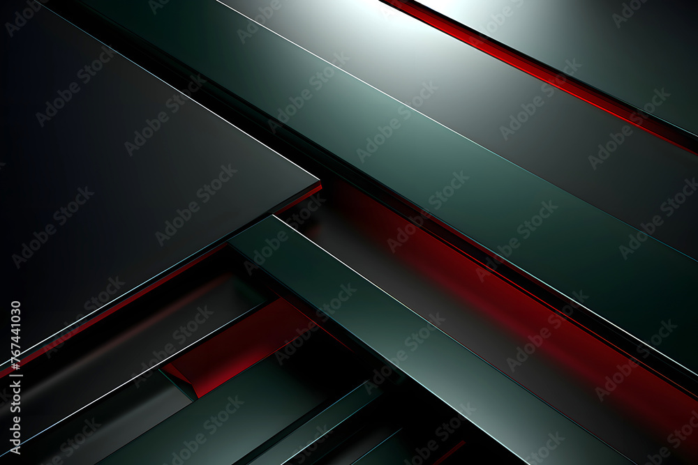 Abstract rendering of brushed color metal surface. Reflective surface. background geometric texture. voluminous black and red panels Abstract rendering of brushed color metal surface. Reflective surface. background geometric texture. voluminous black and red panels