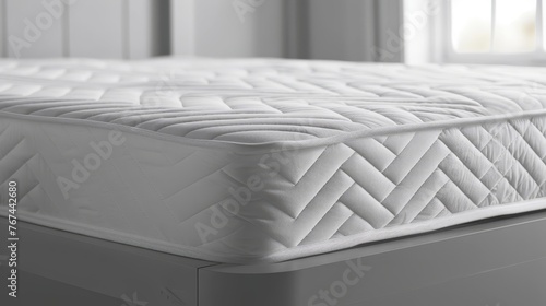Close up of white mattress protector covering the bed for added comfort and protection