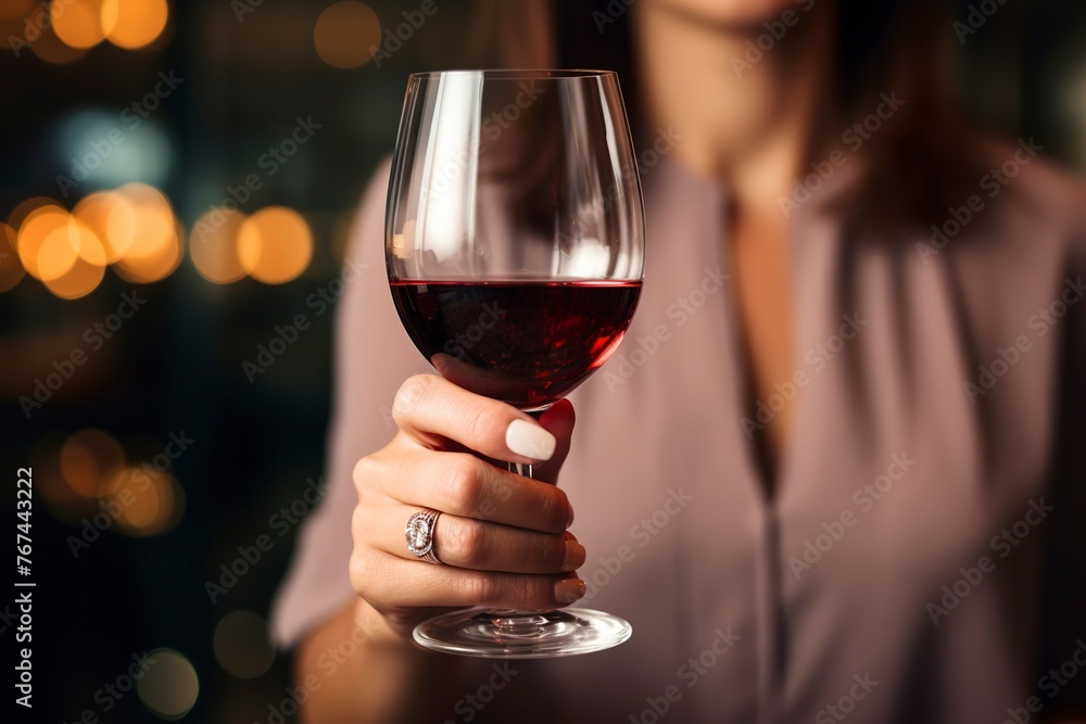 Young woman holding a glass of wine