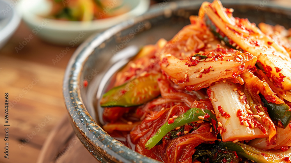 Kimchi cucumber ready to eating, Korean food side dish. Generative Ai Kimchi cucumber ready to eating, Korean food side dish. Generative Ai