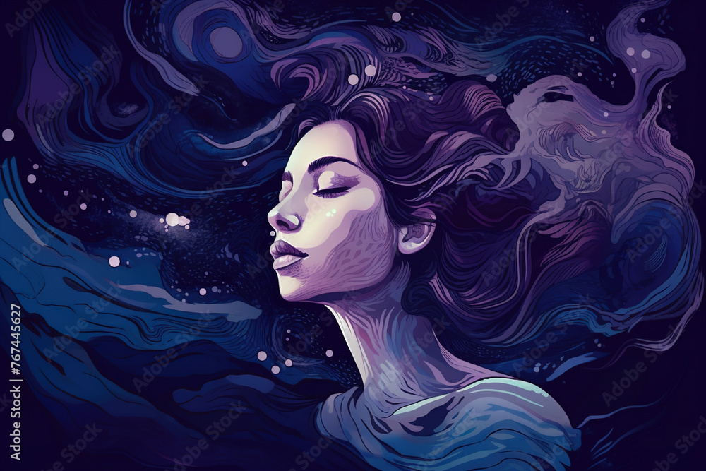 Portrait of a woman with magic hair Portrait of a woman with magic hair