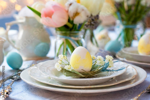 EASTER DECORATION TABLE, COLOR EGGS