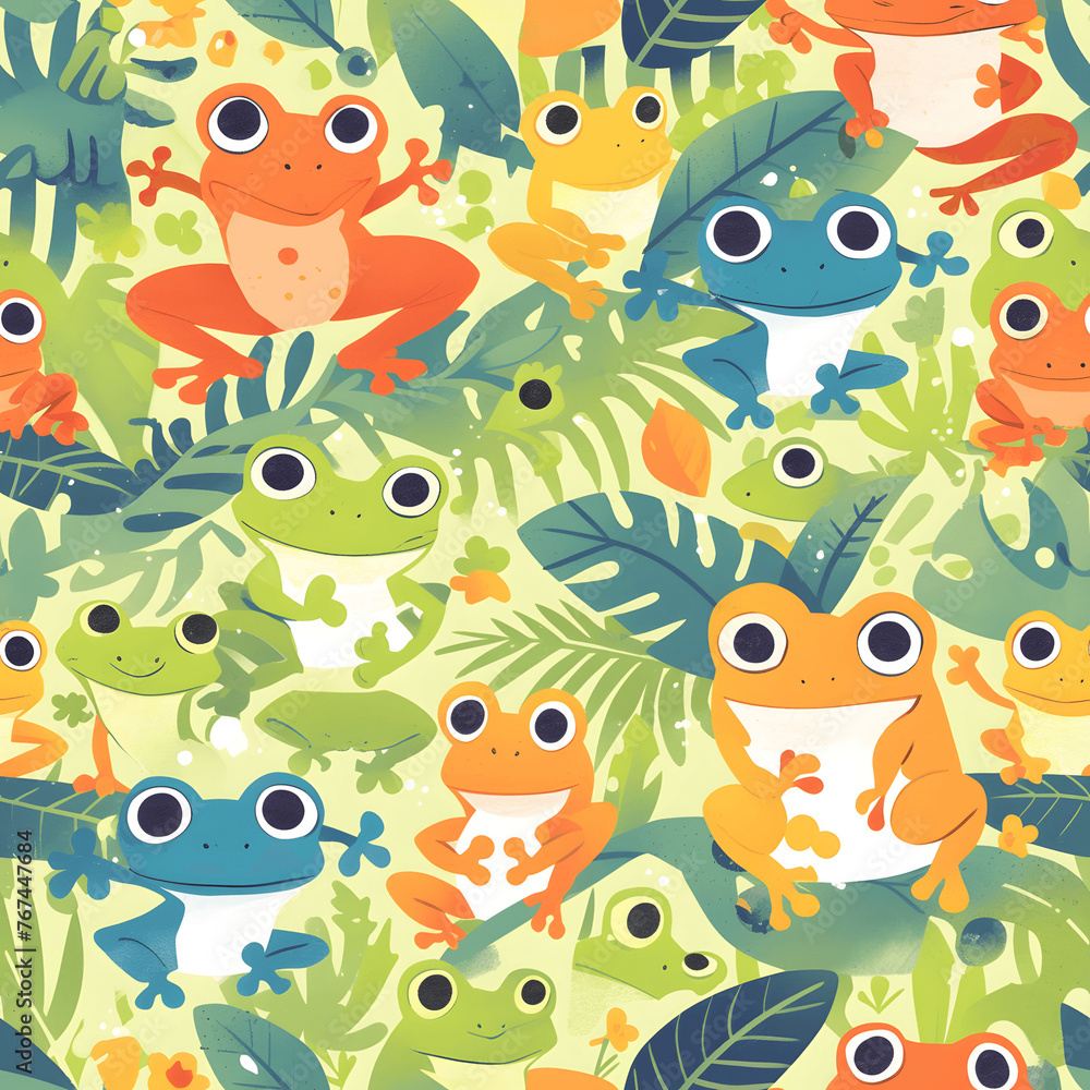 seamless pattern with frogs to create backgrounds