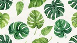  a close up of a pattern of green leaves on a white background with a green plant on the left side of the image.