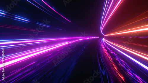 neon  light  trails  curved road  night  vibrant  dynamic  futuristic  motion  colorful  surreal  abstract  glowing  digital art  purple  pink  blue  electric  modern  cyberpunk  scenery  creative  il