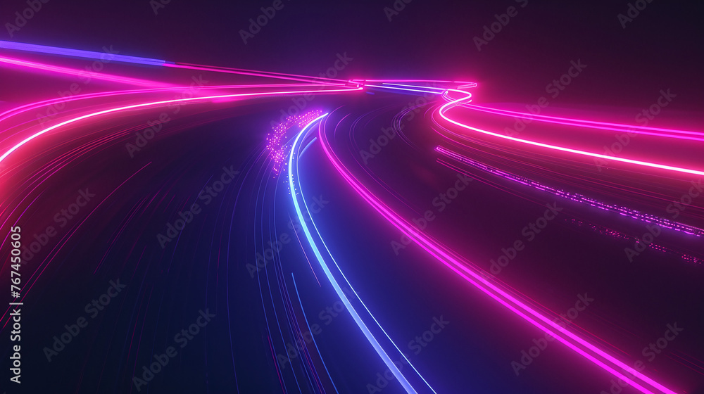 Neon Light Streams on Curved Virtual Pathway
Neon Light Streams on Curved Virtual Pathway