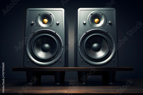 modern stereo audio speakers for listening to music. wideband sound system