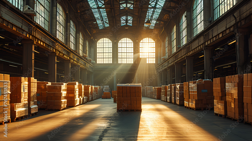Warehouse - storage - logistics - supply chain - transportation of goods - shopping on the web - warehousing - obrazy, fototapety, plakaty 