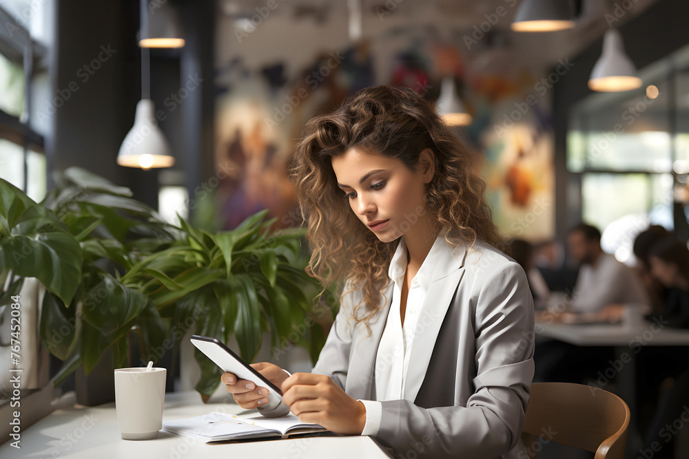 beautiful businesswoman working with documents on a digital tablet in the office. successful business. career growth in studies and business. beautiful businesswoman working with documents on a digital tablet in the office. successful business. career growth in studies and business.