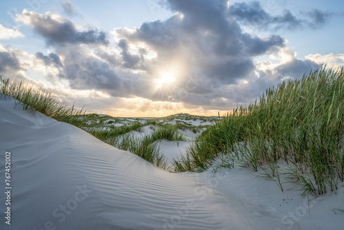 Sandy dune landscape at sunset