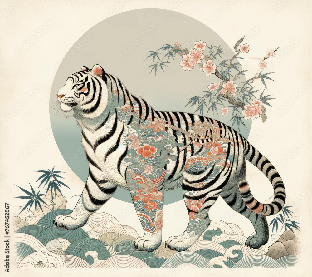 Obraz premium 浮世絵（Ukiyoe）／虎