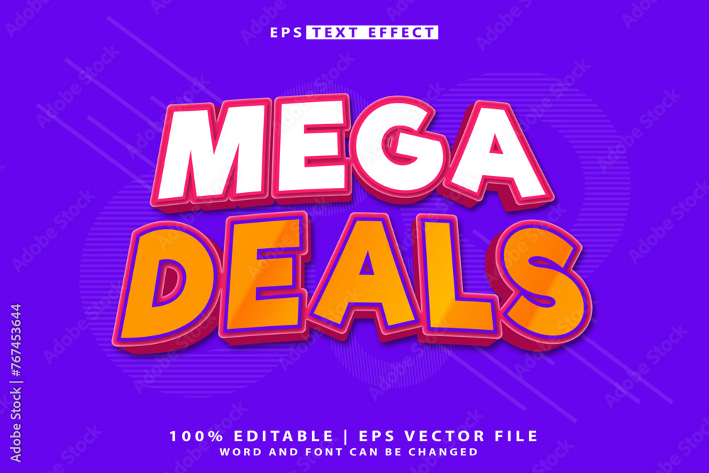 mega sale 3d editable text effect